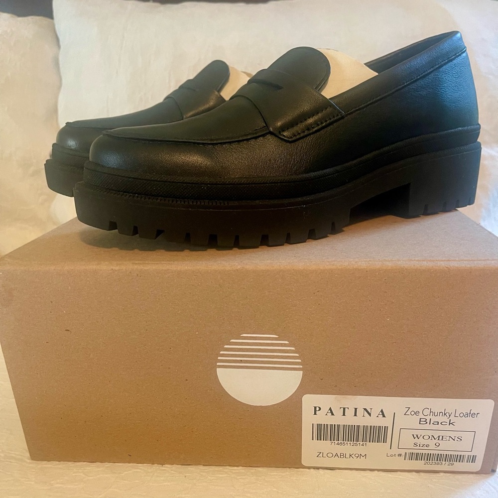 Portland Leather PATINA Zoe Chunky Loafers - Black